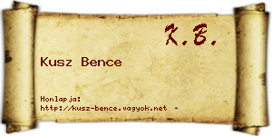 Kusz Bence névjegykártya